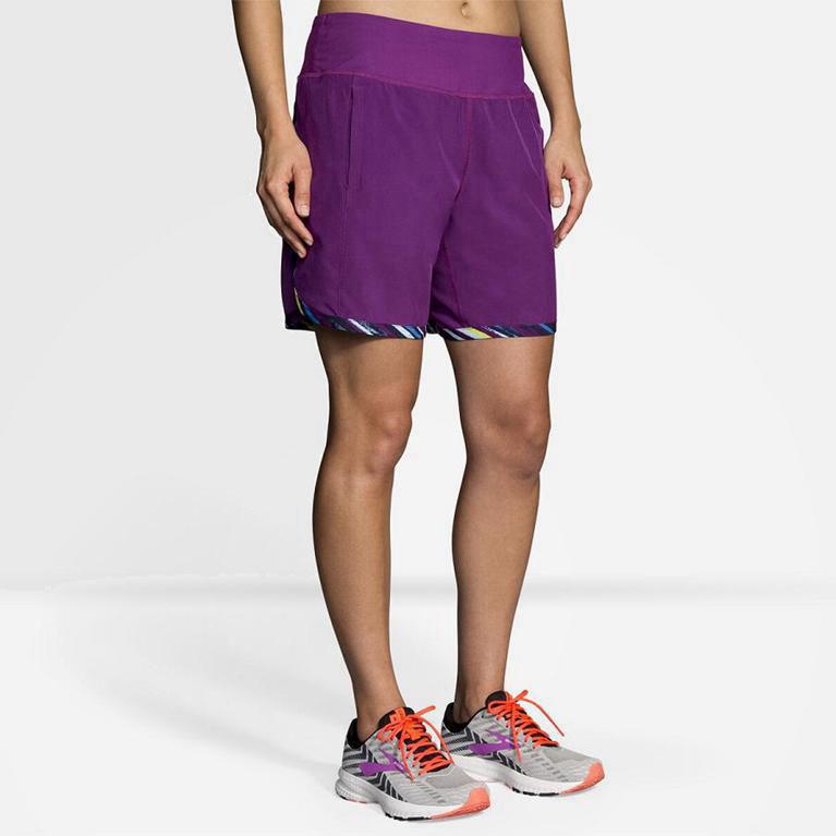 Brooks Chaser 7 Mujer Pantalones Cortos - Morados (3069DVMNE)